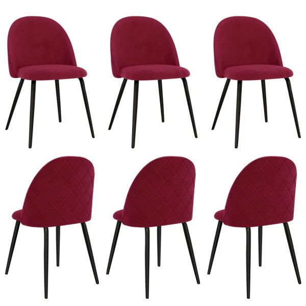 Blagovaonske stolice od tkanine 6 kom crvena boja vina
