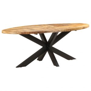 Blagovaonski stol ovalni 200 x 100 x 75 cm od grubog drva manga