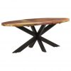 Blagovaonski stol ovalni 200x100x75 cm masivno obnovljeno drvo