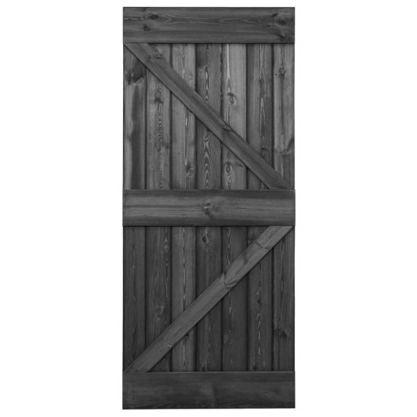Klizna vrata s priborom za montažu 90 x 210 cm od borovine crna