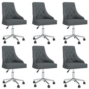 Okretne blagovaonske stolice od tkanine 6 kom tamnosive