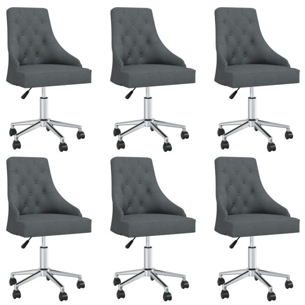 Okretne blagovaonske stolice od tkanine 6 kom tamnosive