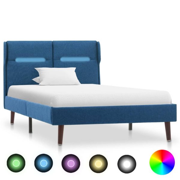 Okvir za krevet od tkanine s LED svjetlom plavi 100 x 200 cm