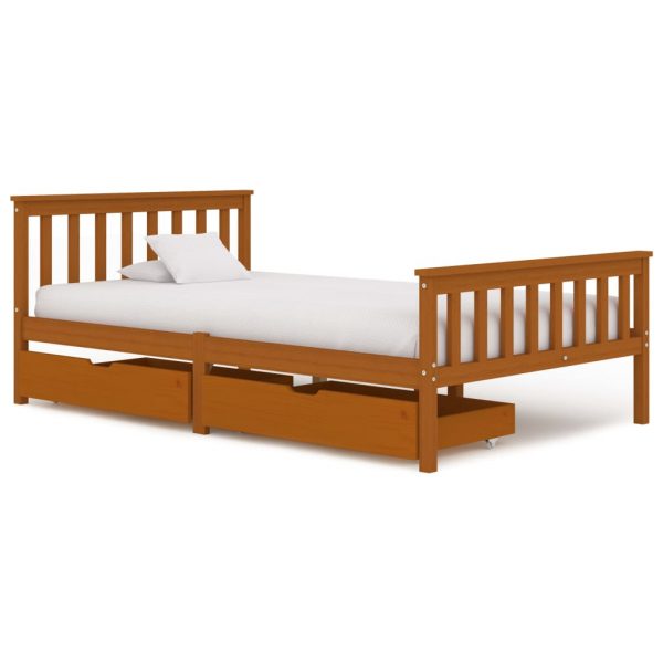 Okvir za krevet s 2 ladice boja meda 120 x 200 cm od borovine