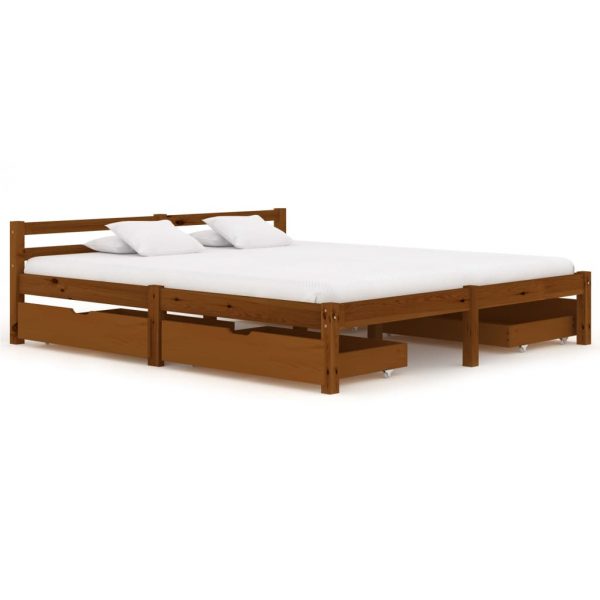 Okvir za krevet s 4 ladice boja meda 160 x 200 cm od borovine