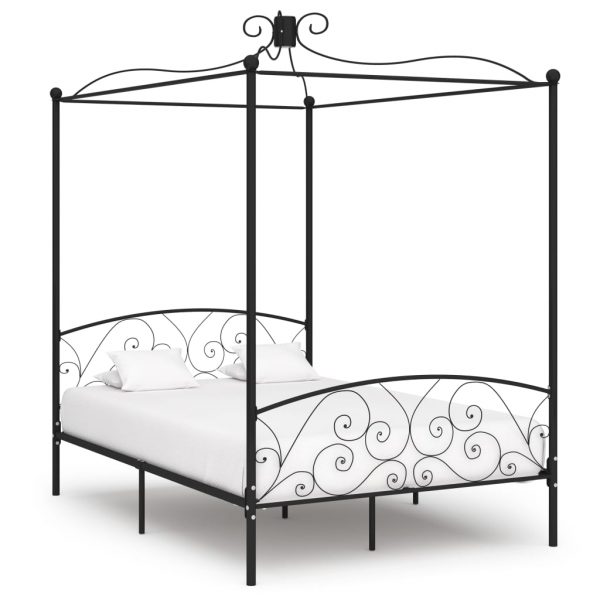 Okvir za krevet s nadstrešnicom crni metalni 120 x 200 cm