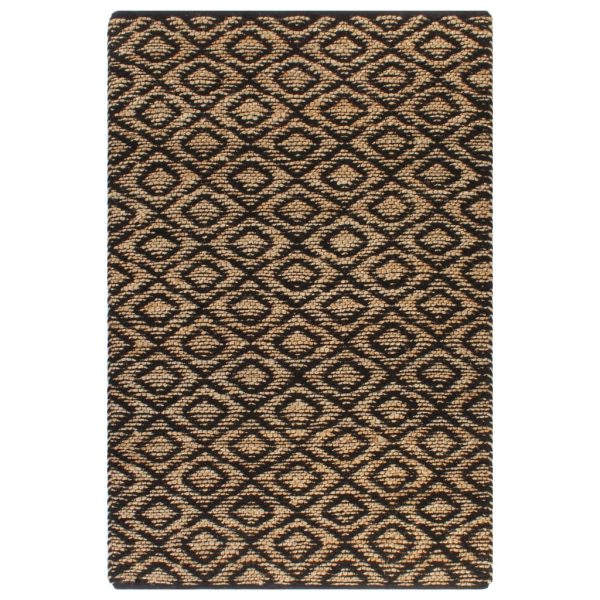 Ručno tkani tepih od jute i tkanine 120 x 180 cm prirodni i crni