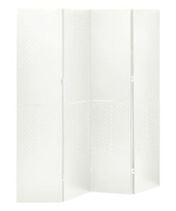 Sobna pregrada s 4 panela bijela 160 x 180 cm čelična