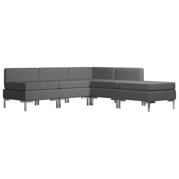 5-dijelni set sofa od tkanine tamnosivi