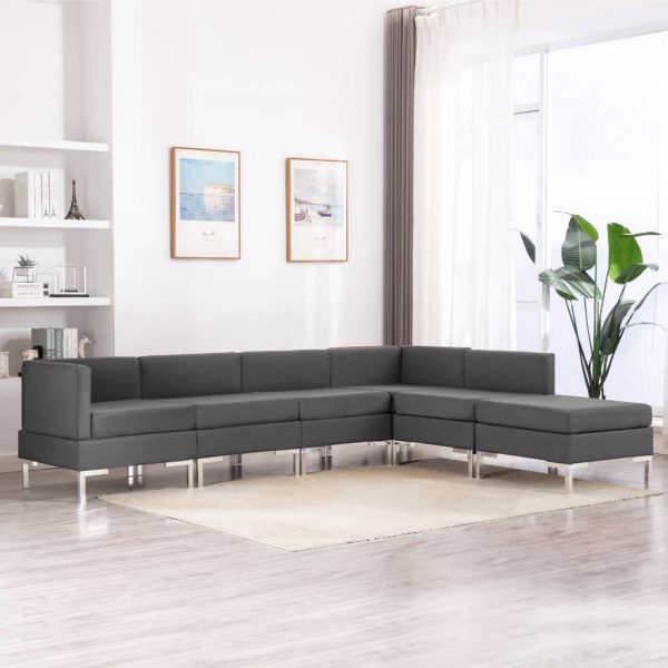 6-dijelni set sofa od tkanine tamnosivi