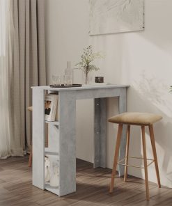 Barski stol s policom siva boja betona 102x50x103