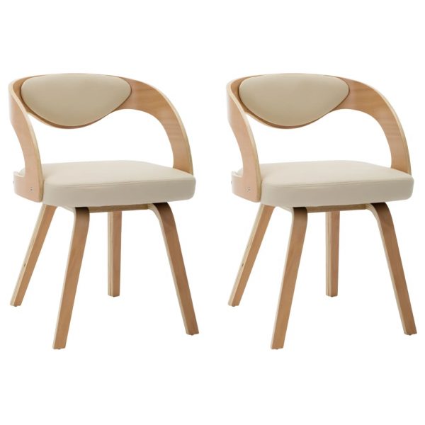 Blagovaonske stolice od savijenog drva i umjetne kože 2 kom krem