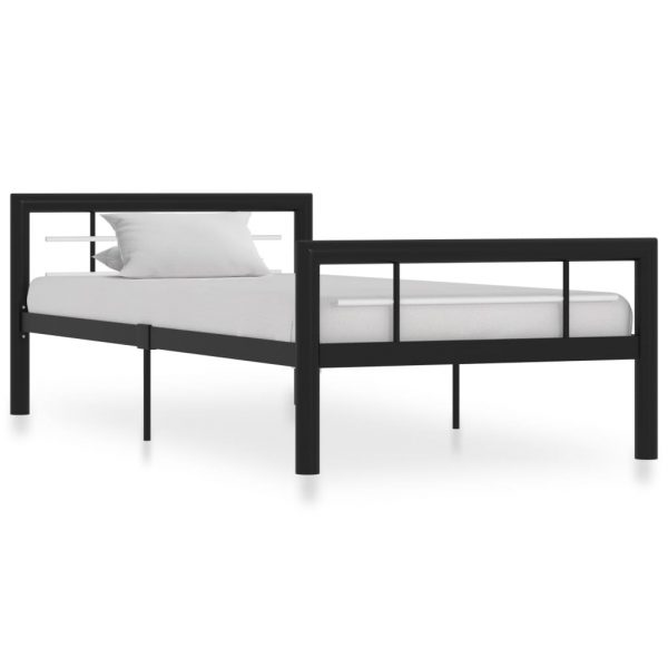 Okvir za krevet crno-bijeli metalni 100 x 200 cm