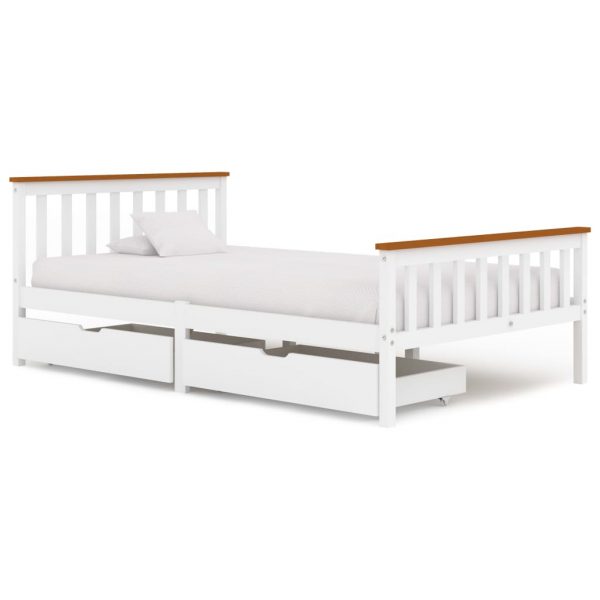 Okvir za krevet s 2 ladice bijeli 120x200 cm masivna borovina