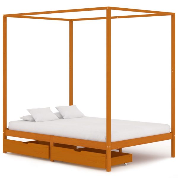 Okvir za krevet s baldahinom i 2 ladice 120 x 200 cm borovina