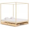 Okvir za krevet s baldahinom i 4 ladice 160 x 200 cm borovina