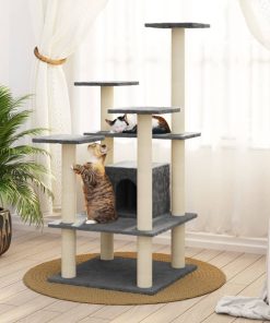 Penjalica za mačke sa stupovima za grebanje tamnosiva 110 cm