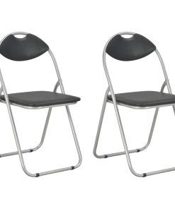 Sklopive blagovaonske stolice od umjetne kože 2 kom crne