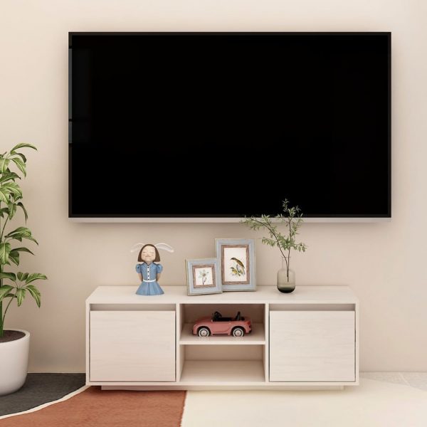TV ormarić bijeli 110 x 30 x 40 cm od masivne borovine