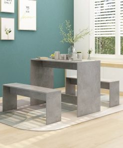 3-dijelni blagovaonski set siva boja betona od iverice