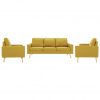 3-dijelni set sofa od tkanine žuti