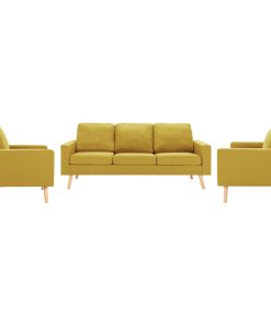 3-dijelni set sofa od tkanine žuti