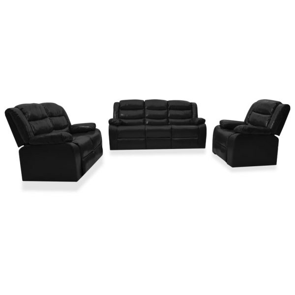 3-dijelni set sofa od umjetne kože crni