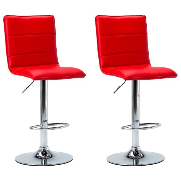 Barske stolice od umjetne kože 2 kom crvene
