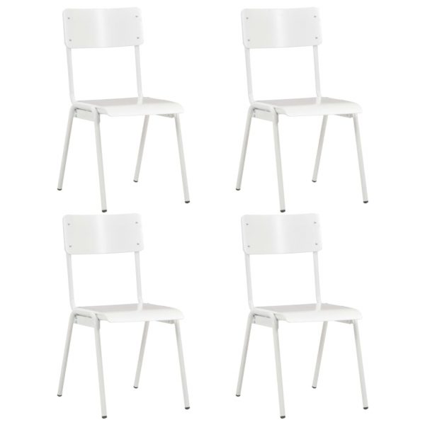 Blagovaonske stolice 4 kom bijele od masivne iverice i čelika