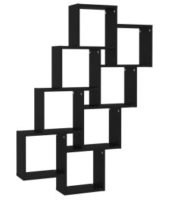 Kockaste zidne police crne 90 x 15 x 119 cm od iverice