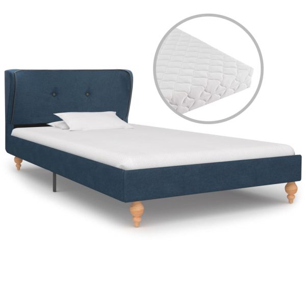 Krevet od tkanine s madracem plavi 90 x 200 cm