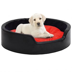 Krevet za pse crno-crveni 90 x 79 x 20 cm pliš i umjetna koža