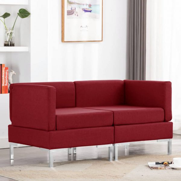 Modularne kutne sofe s jastucima 2 kom od tkanine boja vina