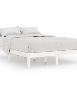 Okvir za krevet od masivne borovine bijeli 150 x 200 cm UK king