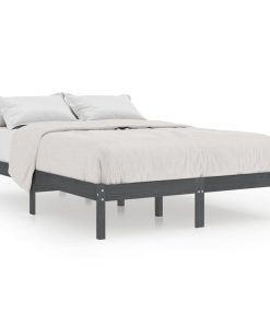 Okvir za krevet od masivne borovine sivi 150 x 200 cm UK king