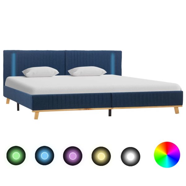 Okvir za krevet od tkanine s LED svjetlom plavi 180 x 200 cm