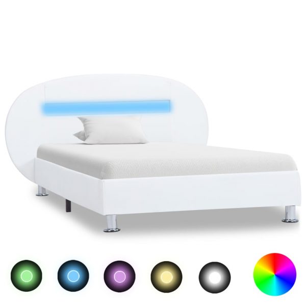 Okvir za krevet od umjetne kože LED svjetlo bijeli 100 x 200 cm