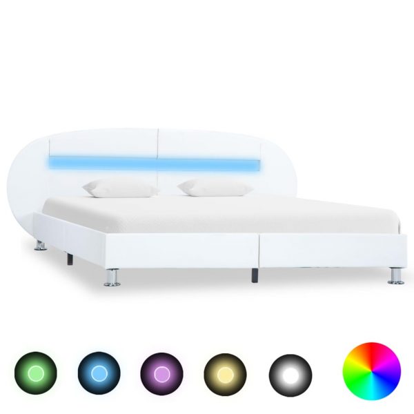 Okvir za krevet od umjetne kože LED svjetlo bijeli 140 x 200 cm