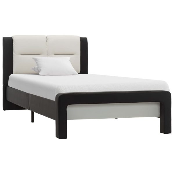 Okvir za krevet od umjetne kože crno-bijeli 90 x 200 cm