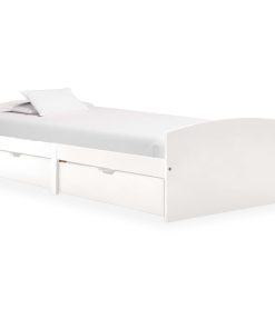 Okvir za krevet s 2 ladice bijeli 90 x 200 cm masivna borovina