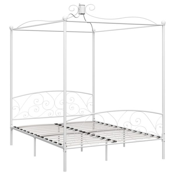 Okvir za krevet s nadstrešnicom bijeli metalni 160 x 200 cm