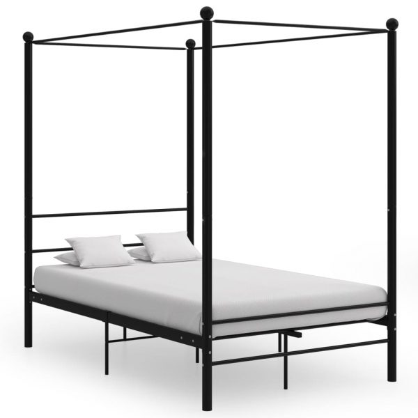 Okvir za krevet s nadstrešnicom crni metalni 140 x 200 cm