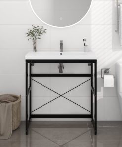 Okvir za kupaonski umivaonik crni 79 x 38 x 83 cm željezni