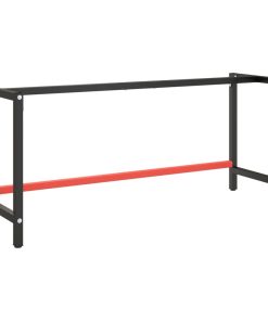 Okvir za radni stol mat crni i mat crveni 180x57x79 cm metalni