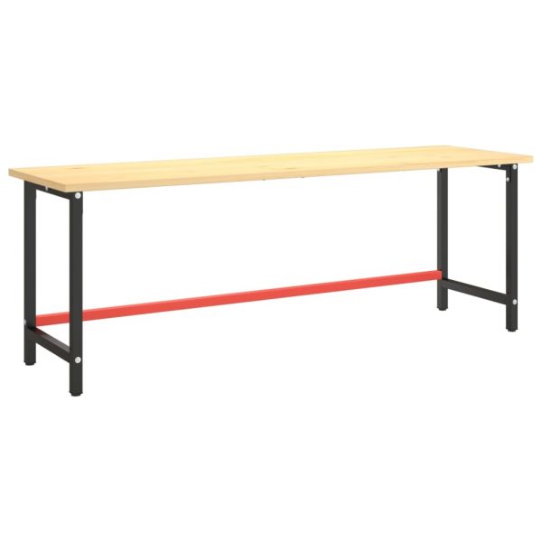 Okvir za radni stol mat crni i mat crveni 220x57x79 cm metalni
