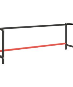 Okvir za radni stol mat crni i mat crveni 220x57x79 cm metalni