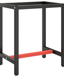 Okvir za radni stol mat crni i mat crveni 70x50x79 cm metalni