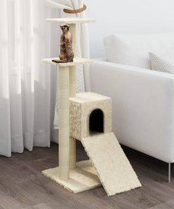 Penjalica za mačke sa stupovima za grebanje krem 92 cm