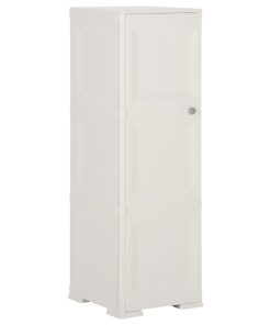 Plastični ormarić 40 x 43 x 125 cm drveni dizajn bijeli