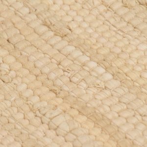 Ručno tkani tepih Chindi od pamuka 80 x 160 cm krem boje